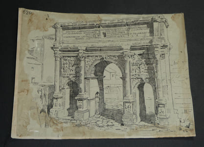 Arc de Septime Sévère au Forum romain - Dessin original signé - Encre vers 1930