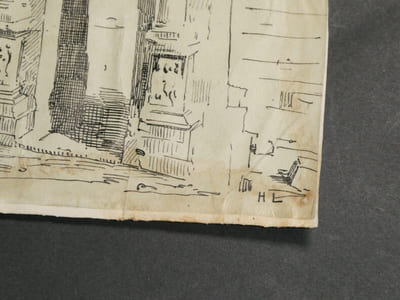 Arc de Septime Sévère au Forum romain - Dessin original signé - Encre vers 1930