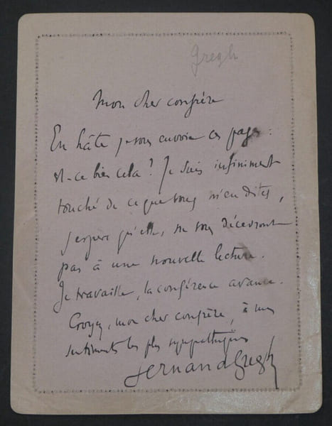 Fernand GREGH, Po&egrave;te - LETTRE AUTOGRAPHE SIGN&Eacute;E. Fernand GREGH