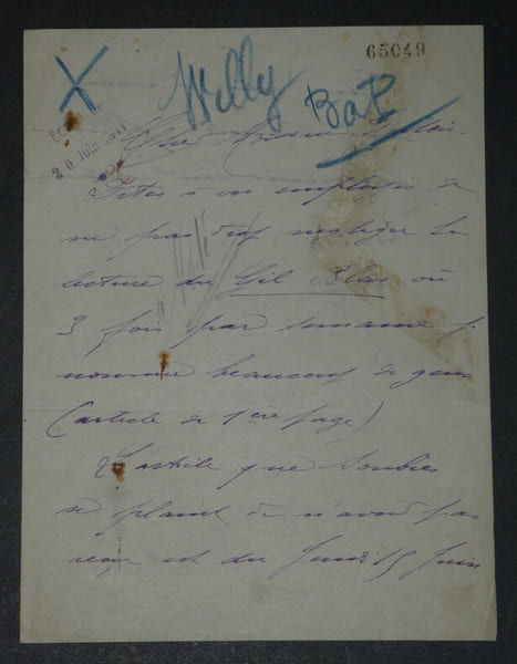 Willy - LETTRE AUTOGRAPHE SIGN&Eacute;E, 1911. Willy (Henry Gauthier-Villars)