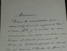 Emmanuel F&eacute;lix de WIMPFFEN - LETTRE AUTOGRAPHE SIGN&Eacute;E &agrave; son m&eacute;decin XIX&egrave;me. Emmanuel F&eacute;lix de WIMPFFEN