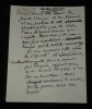 Tristan BERNARD Manuscrit autographe sign&eacute; Carte de visite + "Amants et voleurs". Tristan BERNARD