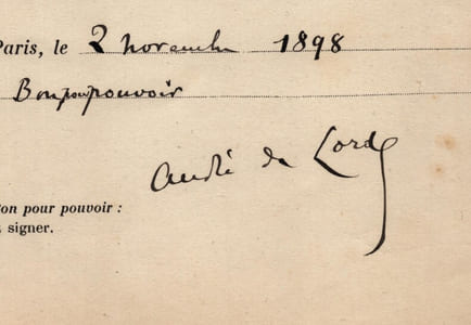 Pouvoir signé par André de Lorde - Collection cohérente 25 auteurs & musiciens