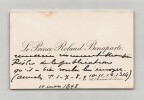 Prince Roland Napol&eacute;on Bonaparte - Carte de visite autographe remerciements 1898. Prince Roland Napol&eacute;on Bonaparte