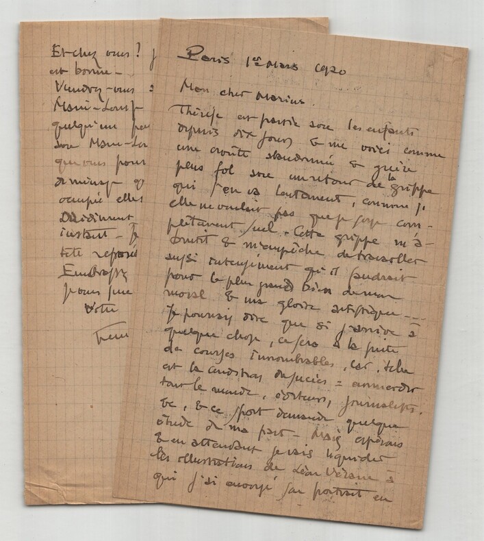 Henry Chapront - Lettre autographe sign&eacute;e &agrave; Marius &laquo; mon Moise &raquo; - 1920. Henry Chapront