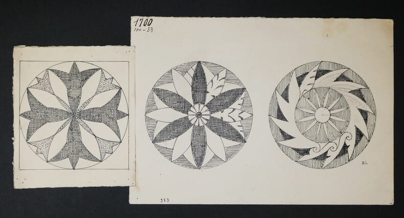 Rosaces - Dessin original sign&eacute; - Encre vers 1930. Louis Henri Laffill&eacute;e