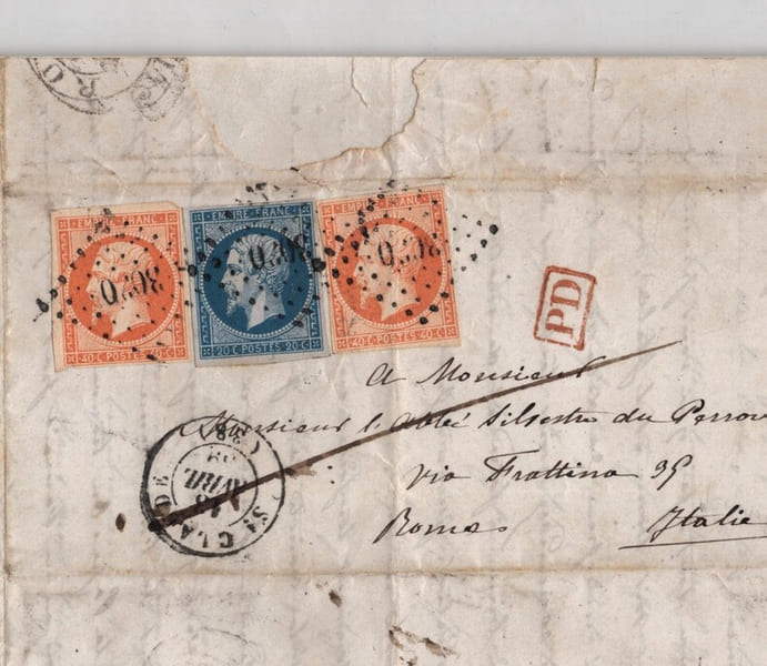 Tillion &eacute;v&ecirc;que de Saint-Claude - L.A.S. - 3 Timbres du Second Empire - 1859. Charles Jean Fillion, &eacute;v&ecirc;que de Saint-Claude