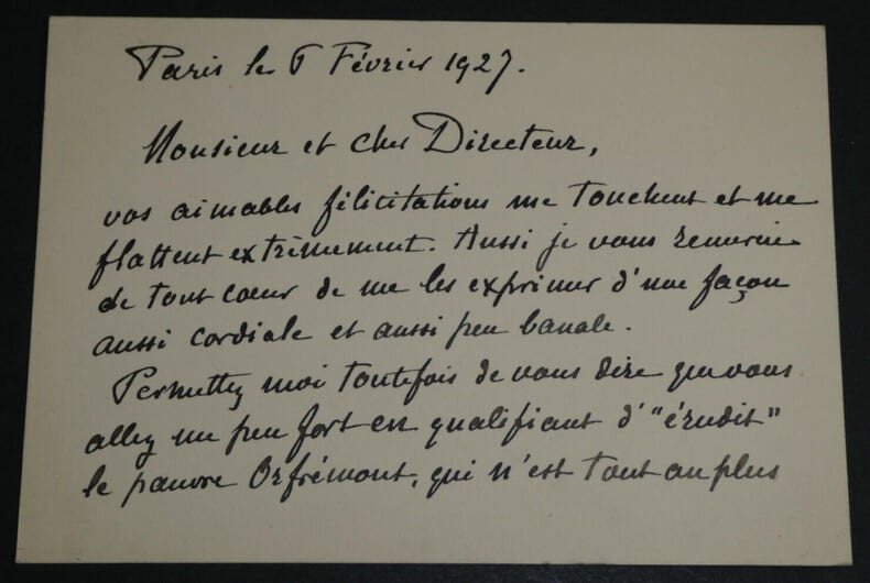 Ren&eacute;-Xavier PRINET - CARTE-LETTRE AUTOGRAPHE SIGN&Eacute;E AU DIRECTEUR, Paris, 1927. Ren&eacute;-Xavier PRINET
