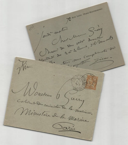 F&eacute;lix Ziem - Carte lettre autographe sign&eacute;e - Rendez-vous amical - 1901. F&eacute;lix Ziem