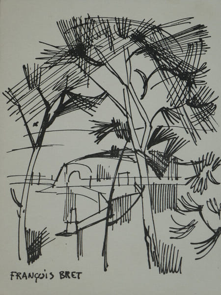 Fran&ccedil;ois Bret, peintre fran&ccedil;ais - Belle carte de vœux autographe sign&eacute;e - 1960. Fran&ccedil;ois Bret
