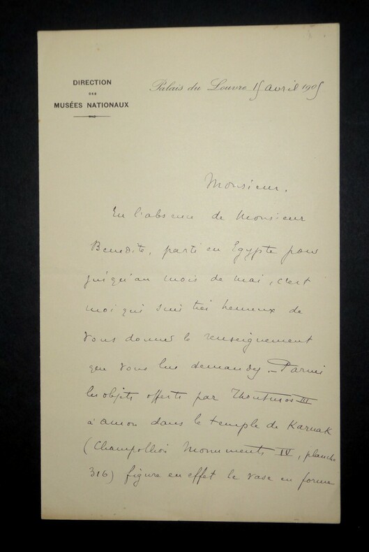 BOREUX Charles - LETTRE AUTOGRAPHE SIGN&Eacute;E 1905 + DESSIN PALAIS DU LOUVRE. Charles Boreux