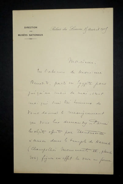 BOREUX Charles - LETTRE AUTOGRAPHE SIGN&Eacute;E 1905 + DESSIN PALAIS DU LOUVRE. Charles Boreux