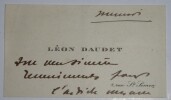 CARTE DE VISITE AUTOGRAPHE SIGNEE. L&eacute;on Daudet