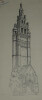 Dessin original sign&eacute; - Clocher de l'&eacute;glise de Roscoff (Finist&egrave;re). Louis Henri Laffill&eacute;e