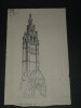 Dessin original sign&eacute; - Clocher de l'&eacute;glise de Roscoff (Finist&egrave;re). Louis Henri Laffill&eacute;e