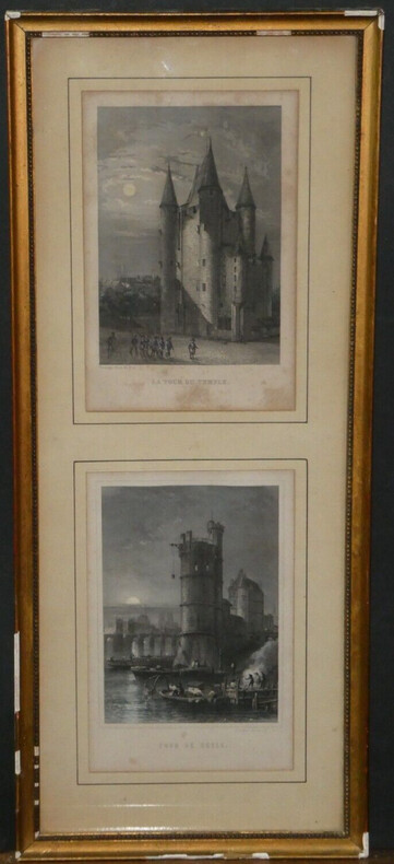 2 Gravures couleurs Tour du temple et Tour de Nesle - Paris - Rouargue Fr&egrave;res. Rouargue Fr&egrave;res