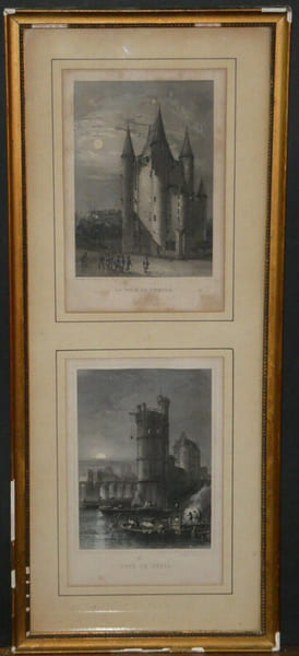 2 Gravures couleurs Tour du temple et Tour de Nesle - Paris - Rouargue Fr&egrave;res. Rouargue Fr&egrave;res