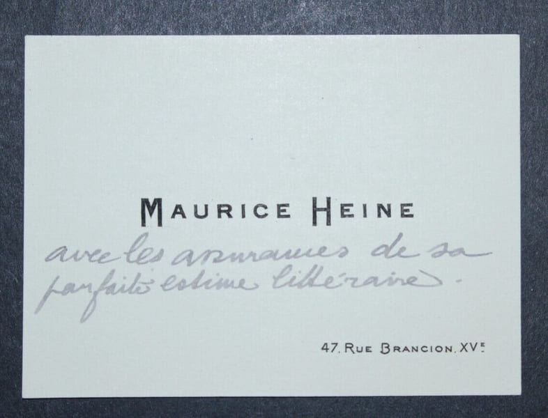 Maurice HEINE, Ecrivain - CARTE AUTOGRAPHE. Maurice HEINE