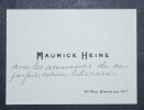 Maurice HEINE, Ecrivain - CARTE AUTOGRAPHE. Maurice HEINE