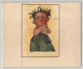 Dessin original d&eacute;but XXe - Portrait d'homme au masque grotesque. 