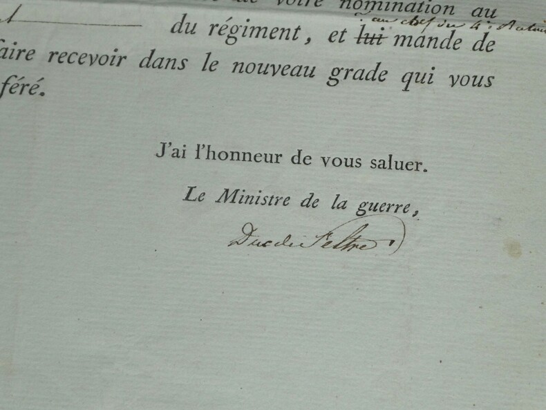 Henri-Jacques-Guillaume Clarke - Lettre en partie imprim&eacute;e sign&eacute;e - 1812. Henri-Jacques-Guillaume Clarke