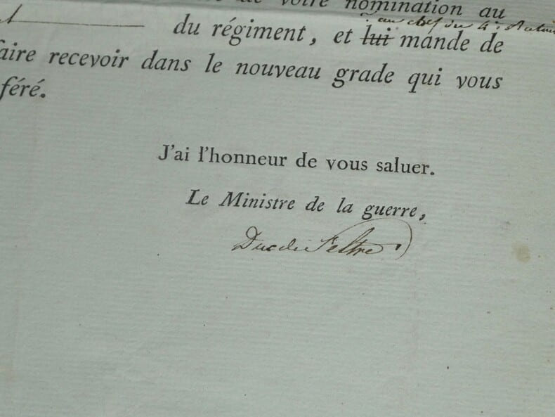 Henri-Jacques-Guillaume Clarke - Lettre en partie imprim&eacute;e sign&eacute;e - 1812. Henri-Jacques-Guillaume Clarke