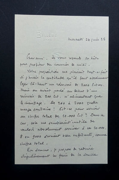Roger MARTIN DU GARD - LETTRE AUTOGRAPHE SIGN&Eacute;E, DEPUIS BELL&Ecirc;ME, 1925. Roger Martin du Gard