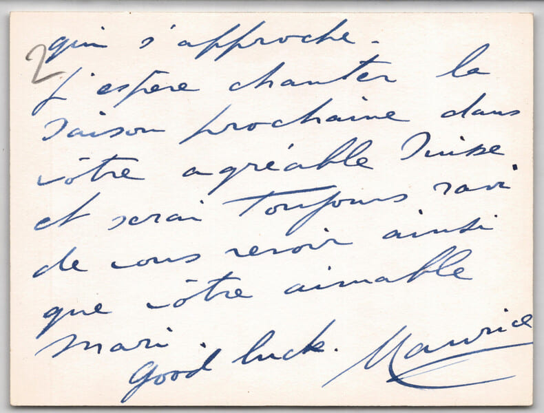 Maurice CHEVALIER chanteur CARTE POSTALE PHOTO SIGN&Eacute;E &agrave; la main Autographe. Maurice CHEVALIER