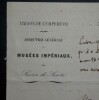 COMTE CLEMENT DE RIS - LETTRE AUTOGRAPHE SIGNEE, PALAIS DU LOUVRE, 1856. Comte Dominique Cl&eacute;ment de Ris