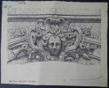 Cl&eacute; d'Arc du XVII&egrave;me si&egrave;cle &agrave; Caen - Dessin original sign&eacute;. Louis Henri Laffill&eacute;e