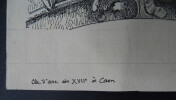 Cl&eacute; d'Arc du XVII&egrave;me si&egrave;cle &agrave; Caen - Dessin original sign&eacute;. Louis Henri Laffill&eacute;e