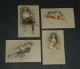 4 Cartes postales portraits de femmes curiosa sign&eacute;es Laporte, "Bas fonds de Paris". Laporte