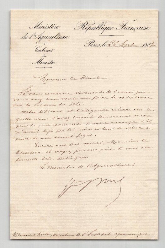 Paul Barbe - Lettre autographe sign&eacute;e &agrave; Eug&egrave;ne Risler de remerciements - 1887. Paul Barbe