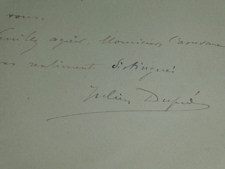 Julien DUPR&Eacute; - LETTRE AUTOGRAPHE SIGN&Eacute;E - "Exposition" - 1903. Julien DUPR&Eacute;