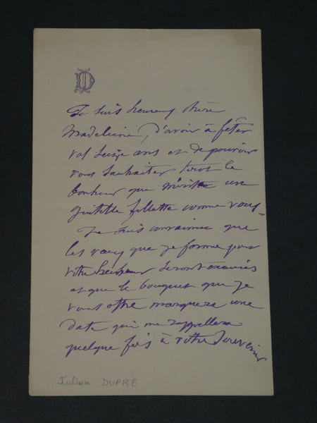 Julien DUPR&Eacute; - LETTRE AUTOGRAPHE SIGN&Eacute;E &Agrave; "Ch&egrave;re Madeleine" - 1897 - 2 pages. Julien DUPR&Eacute;