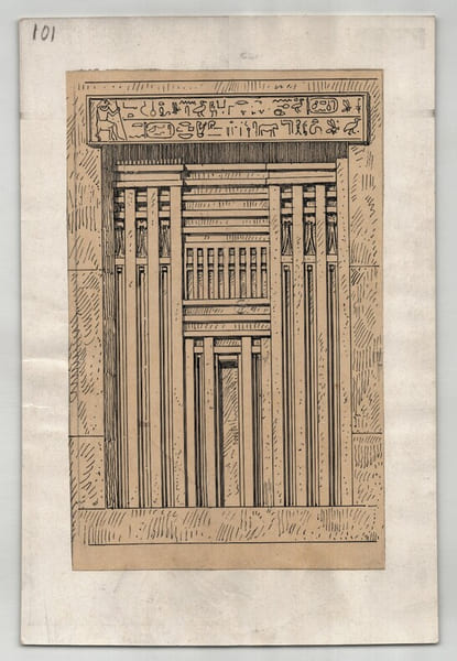 St&egrave;le d'une tombe memphite - Dessin original vers 1930. Louis Henri Laffill&eacute;e