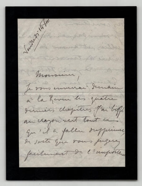 GYP - Lettre autographe sign&eacute;e - Rare t&eacute;moignage sur ses m&eacute;thodes de travail. Sibylle-Gabrielle Riquetti de Mirabeau, Comtesse de Martel (GYP)