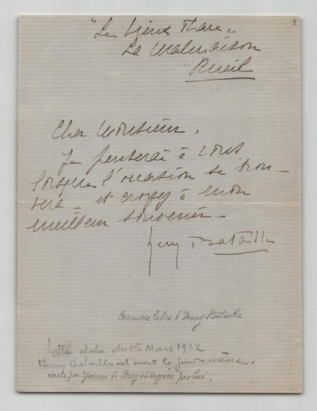 Henry Bataille - Lettre autographe sign&eacute;e &eacute;crite la veille de sa mort - 1922. Henry Bataille