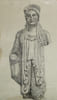Statue de l'Acropole (VI si&egrave;cle) — Dessin original sign&eacute; de ses initiales, r&eacute;alis&eacute; &agrave; l'encre vers 1930. Louis Henri Laffill&eacute;e