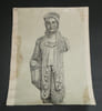 Statue de l'Acropole (VI si&egrave;cle) — Dessin original sign&eacute; de ses initiales, r&eacute;alis&eacute; &agrave; l'encre vers 1930. Louis Henri Laffill&eacute;e