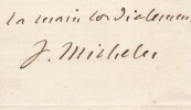 Jules Michelet - Lettre autographe sign&eacute;e et copie de lettre - 1852. Jules Michelet