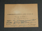 Armand PINSARD - CARTE DE VISITE AUTOGRAPHE SIGN&Eacute;E - GUERRE 14/18. Commandant Armand PINSARD