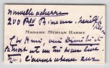 Carte autographe paraph&eacute;e de Myriam Harry &agrave; un ami, &eacute;voquant la litt&eacute;rature. Myriam Harry