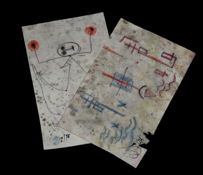 Deux dessins surr&eacute;alistes et art d&eacute;co. 