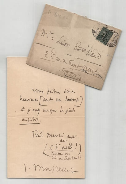 Jules Massenet - Lettre autographe sign&eacute;e &agrave; son gendre L&eacute;on Bessand - 1904. Jules Massenet