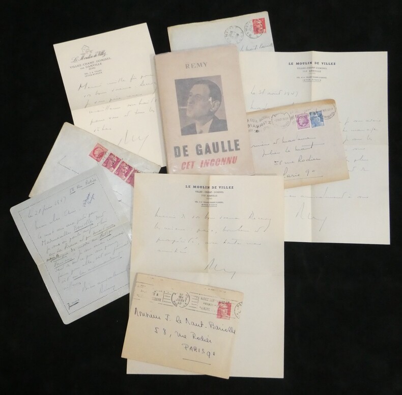 Colonel R&eacute;my - Lot de 4 LAS + Livre "De Gaulle cet inconnu" d&eacute;dicac&eacute; et sign&eacute;. Colonel R&eacute;my (Gilbert Renault)
