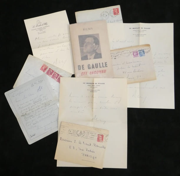 Colonel R&eacute;my - Lot de 4 LAS + Livre "De Gaulle cet inconnu" d&eacute;dicac&eacute; et sign&eacute;. Colonel R&eacute;my (Gilbert Renault)