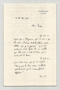 Roger Peyrefitte - Lettre autographe signée à Roger Nimier - 1966