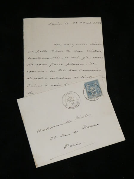 Lettre autographe sign&eacute;e de Guizot de Witt – &Agrave; une jeune amatrice de peinture, 1884, avec enveloppe. Guizot de Witt