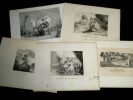 Horace Vernet - Ensemble de 5 lithos Sc&egrave;nes romantiques et th&eacute;&acirc;trales 1810/30. Horace Vernet